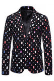 One Button Black Notched Lapel Men's Prom Blazer