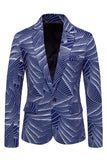 Notched Lapel Grey Blue One Button Men's Prom Blazer
