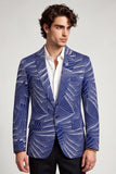 Notched Lapel Grey Blue One Button Men's Prom Blazer