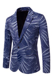 Notched Lapel Grey Blue One Button Men's Prom Blazer