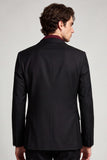 Peak Lapel Black One Button Embroideried Men's Prom Blazer