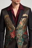 Peak Lapel Black One Button Embroideried Men's Prom Blazer
