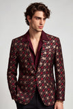 One Button Shawl Lapel Burgundy Men's Prom Blazer