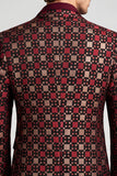 One Button Shawl Lapel Burgundy Men's Prom Blazer