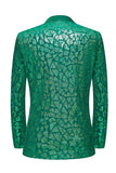 Sequins One Button Notched Lapel Peacock Green Men's Prom Blazer