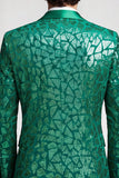 Sequins One Button Notched Lapel Peacock Green Men's Prom Blazer