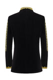 Stand Collar Black Golden Embroideried Men's Prom Blazer
