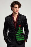Glitter Notched Lapel One Button Black Men's Prom Blazer