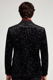 Glitter Notched Lapel One Button Black Men's Prom Blazer