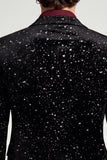 Glitter Notched Lapel One Button Black Men's Prom Blazer