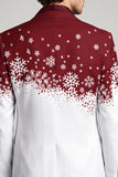 Single Breasted Red White Notched Lapel Christmas Printed Men's Prom Blazer