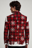 Red White Notched Lapel Single Breasted Christmas Printed Men's Prom Blazer