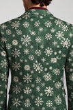 Notched Lapel Dark Green One Button Printed Men's Prom Blazer