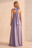 Light Purple Satin A-Line Strapless Maxi Wedding Guest Dress