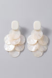 Ivory Layered Shell Disc Drop Earrings