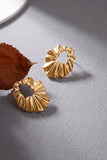 Gold Wavy Ruffled Open Hoop Statement Earrings