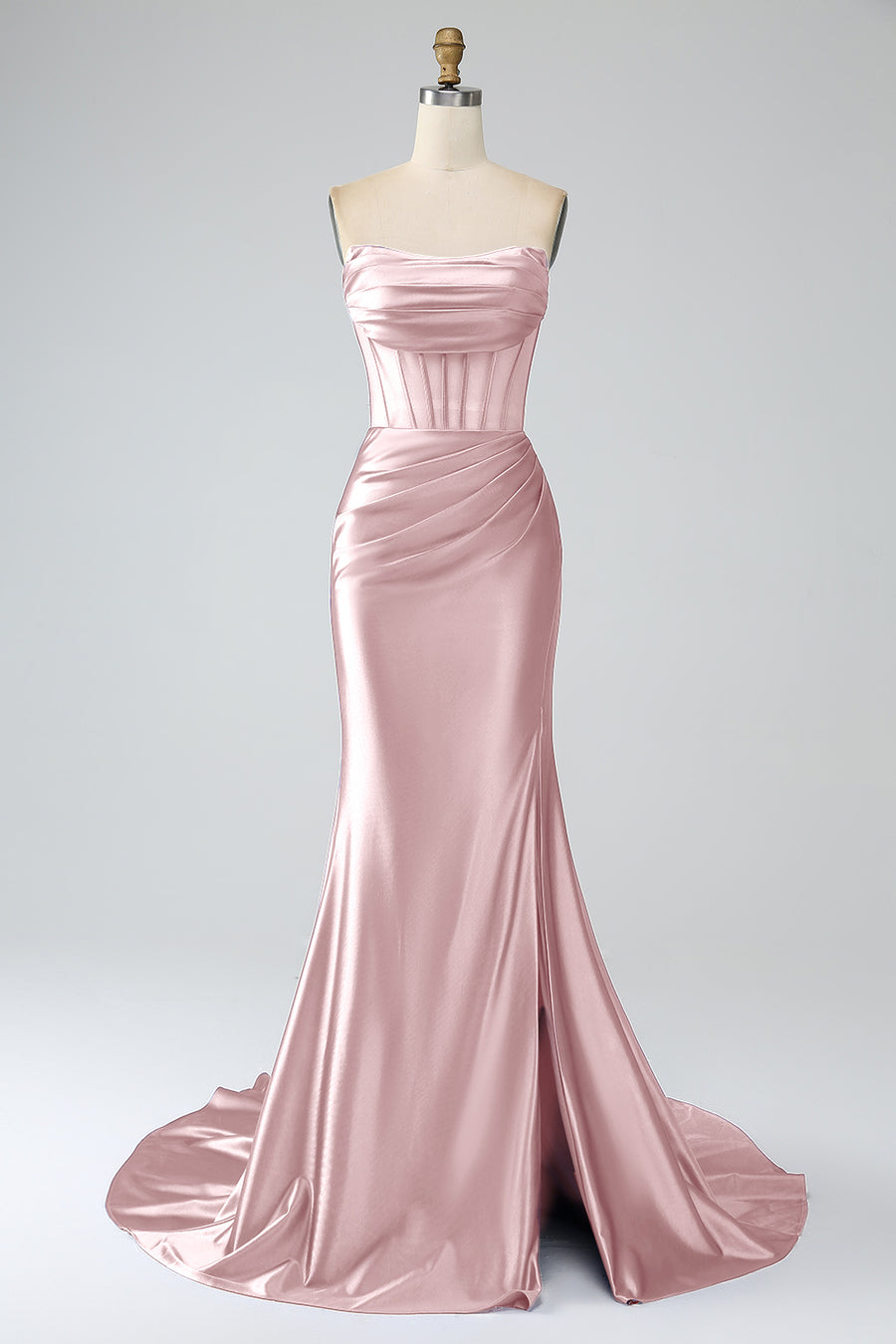 strapless open back dress Elegant Long Sleeve Prom Dress Lace Appliques Evening Gowns With Split –  Ballbella