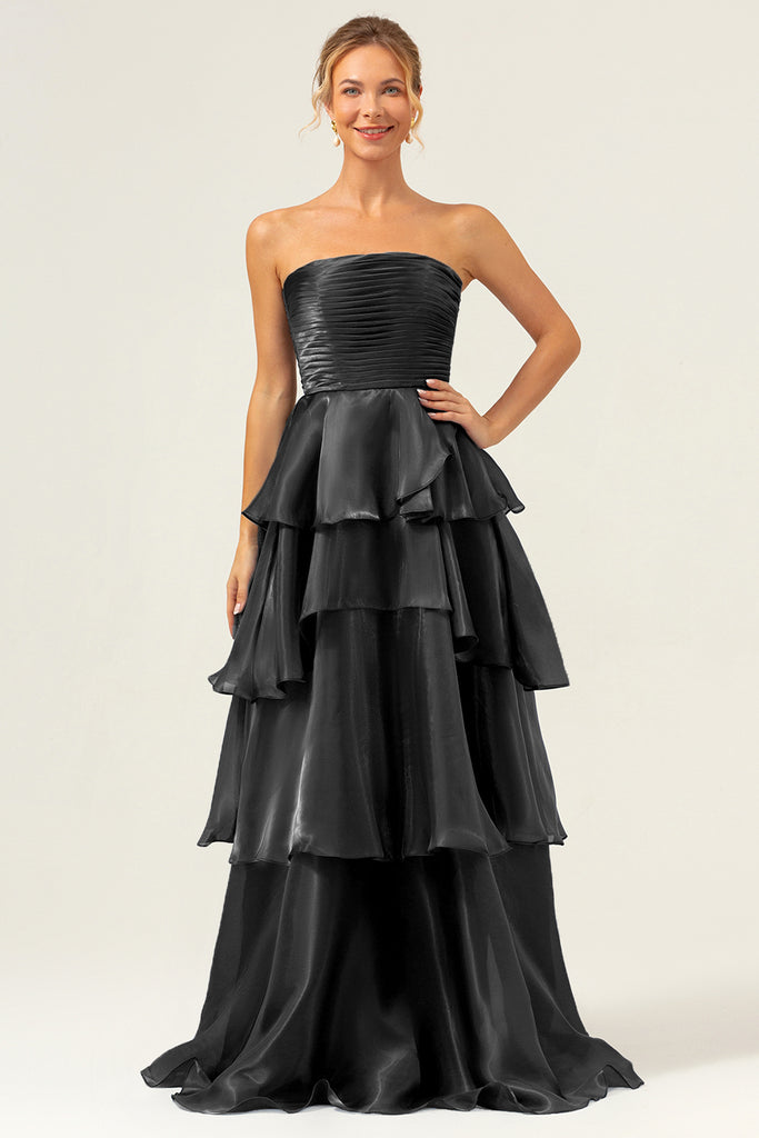 Sleeveless Gown with Satin Ombre Skirt & Tie Belt - Navy