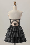 Orange Strapless Tiered A Line Cut Out Homecoming Dress with Beading