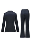 Grey Pink Peak Lapel Satin Slim Fit Women Suits