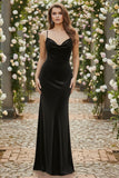 Mermaid Velvet Black Spaghetti Straps Long Holiday Dress