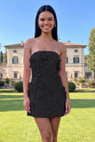 Strapless Hot Pink Bodycon Homecoming Dress with 3D Flowers