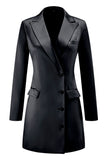 Champagne Peak Lapel Satin Midi Work Dress