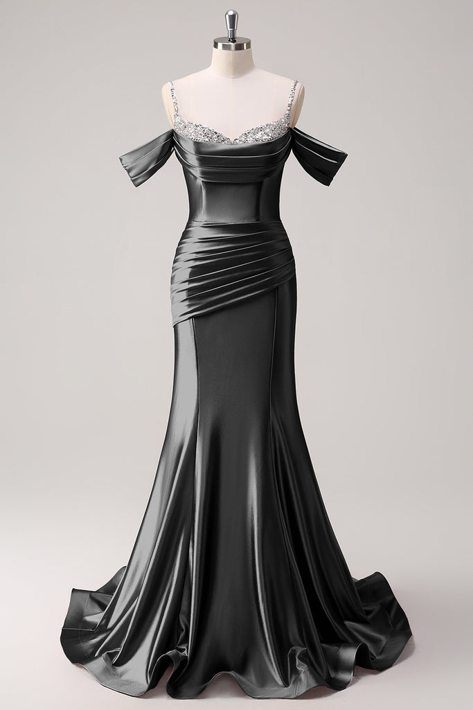 Elegant Mermaid Sweetheart Satin Long Prom Dress, Evening Dress main image 1