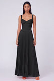 Orange and Fuchsia A-Line Pleated Maxi Dress