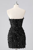Red Sparkly Strapless Tight Short Beaded Corset Homecoming Dress with Sequins