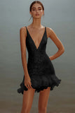 White Bodycon Spaghetti Straps Sequin Short Graduation Dress