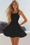 White A Line Short Pleated Short Graduation Dress