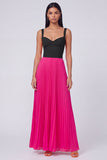Orange and Fuchsia A-Line Pleated Maxi Dress