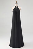 White Sheath Halter Chiffon Long Boho Beach Dress
