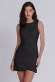 Ivory Bodycon Round Neck Ruched Mini Dress