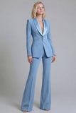 Navy Shawl Lapel 2 Piece Single Breasted Women's Work Suits