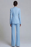 Blue Peak Lapel 2-piece One Button Women's Work Suits