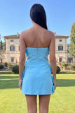 Strapless Hot Pink Bodycon Homecoming Dress with 3D Flowers