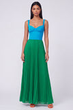 Orange and Fuchsia A-Line Pleated Maxi Dress