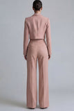 Burgundy Peak Lapel One Button 2-piece Women's Work Suits