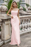 A Line Spaghetti Straps Matcha Long Bridesmaid Dress with Lace Up Back