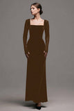 Velvet Black Long Sleeves Sheath Formal Dress