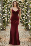Mermaid Velvet Black Spaghetti Straps Long Holiday Dress