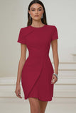 Ivory Pleated Work Dress with Short Sleeves