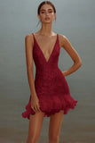 White Bodycon Spaghetti Straps Sequin Short Graduation Dress