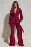 White Notched Lapel Ruffled Slim Fit Long Tulle Women Suit