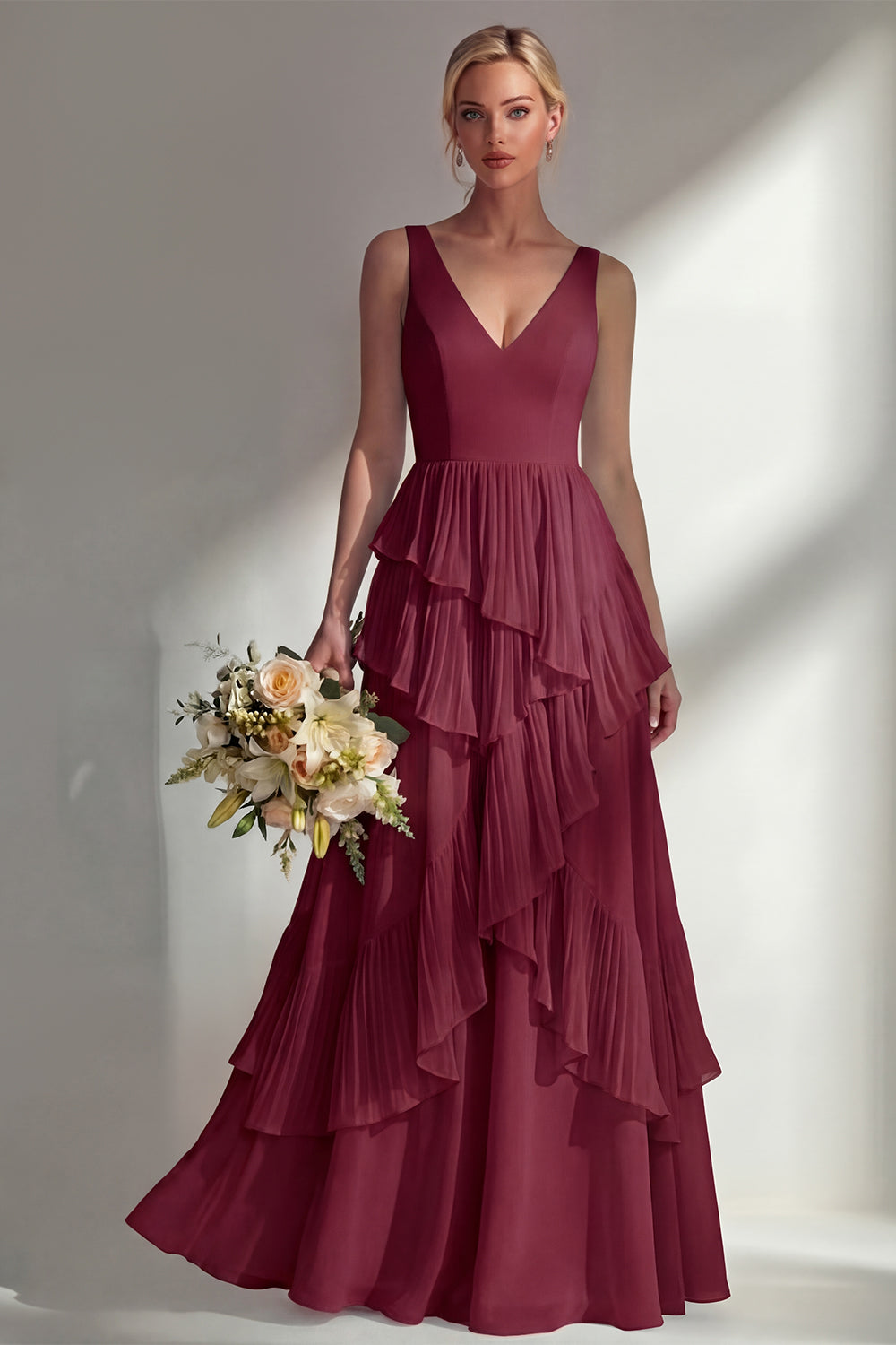 women's maroon bridesmaid dresses Eva USA 3440 Long Halter Formal Chiffon Bridesmaids Dress