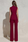 White Notched Lapel Ruched Slim Fit Long Women Suit