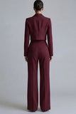 Burgundy Peak Lapel One Button 2-piece Women's Work Suits