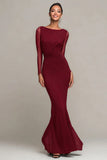 Black Mermaid Boat Neck Maxi Formal Dress